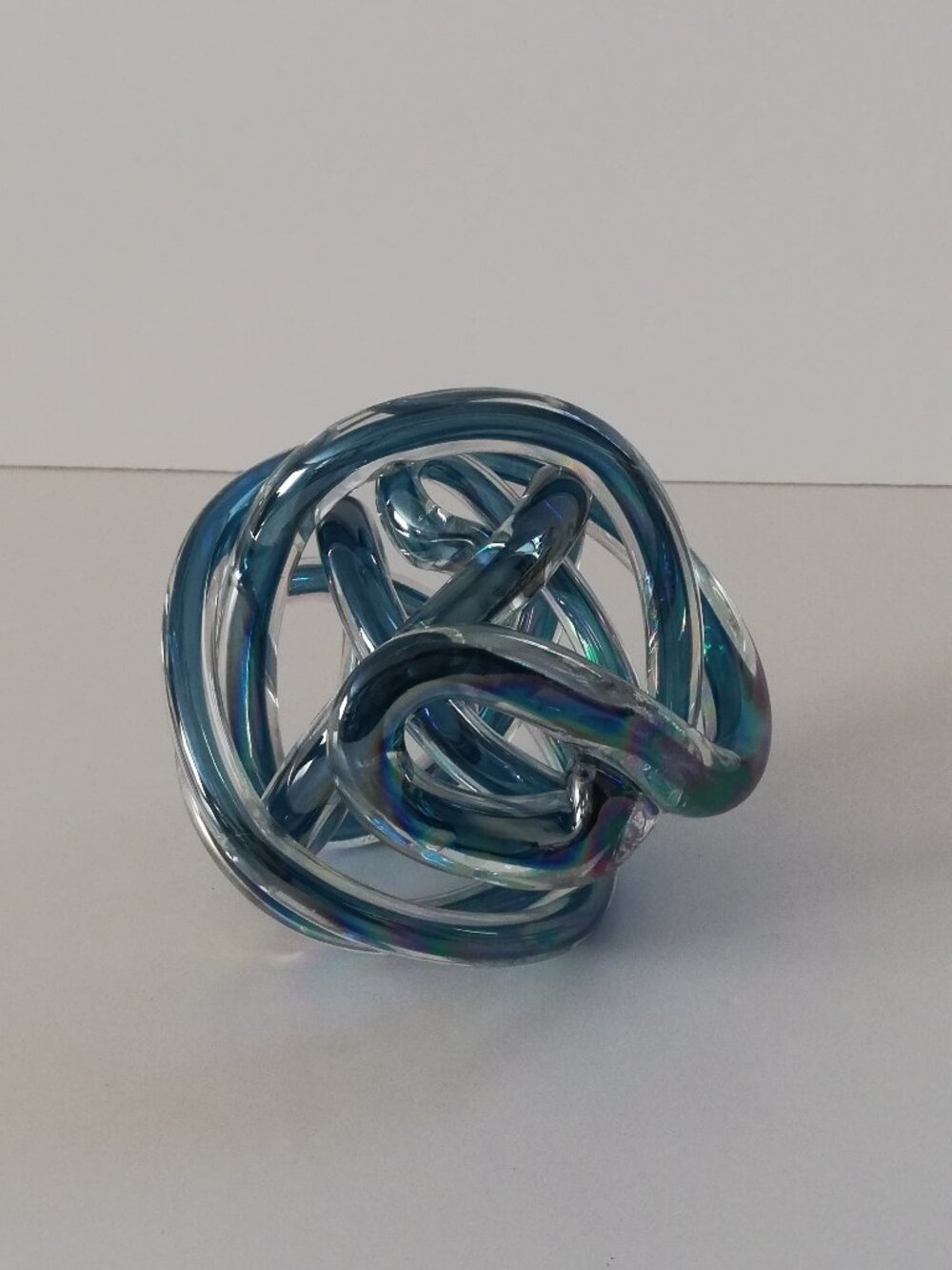 Vintage Style Handcrafted Glass Knot Paperweight Sculpture 4.5"